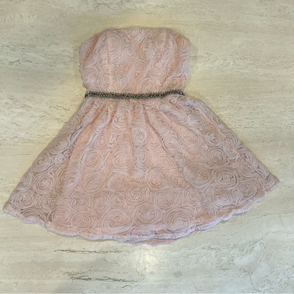 deLiA*s Strapless Pink Tulle Roses Dress (Girls/Teen/Junior)